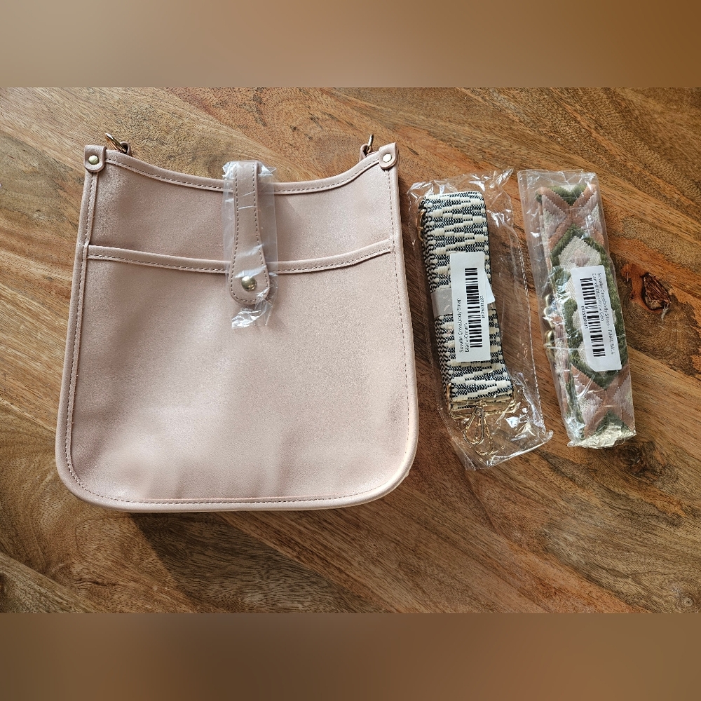 Sarentina Faux Leather Bag - Pink With Two Straps
